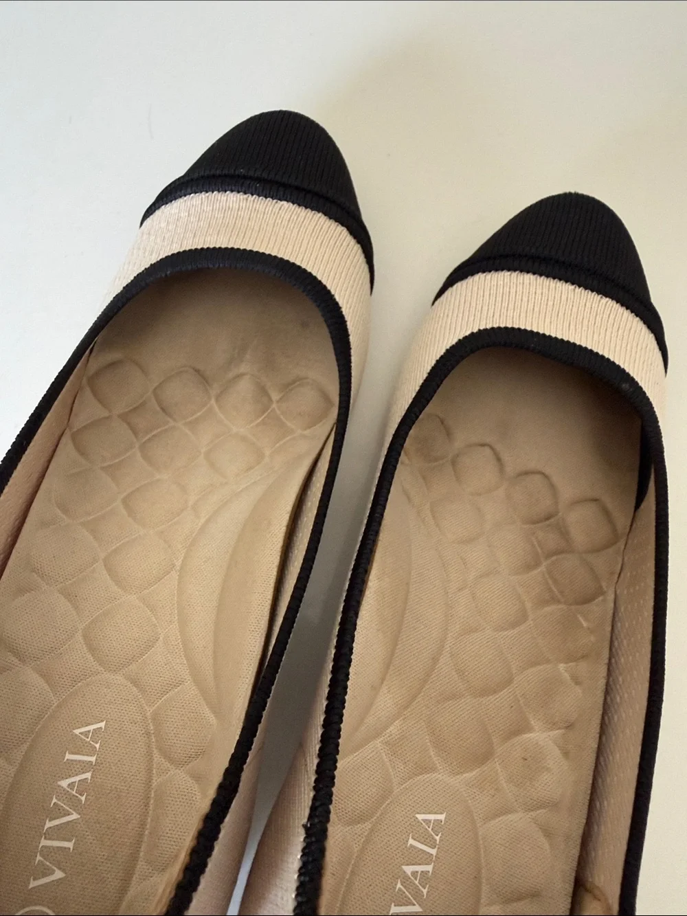 Vivaia Almond-Toe Chunky Heels (Julie Pro) Beige & Black Womens EU 37.5 US 6.5